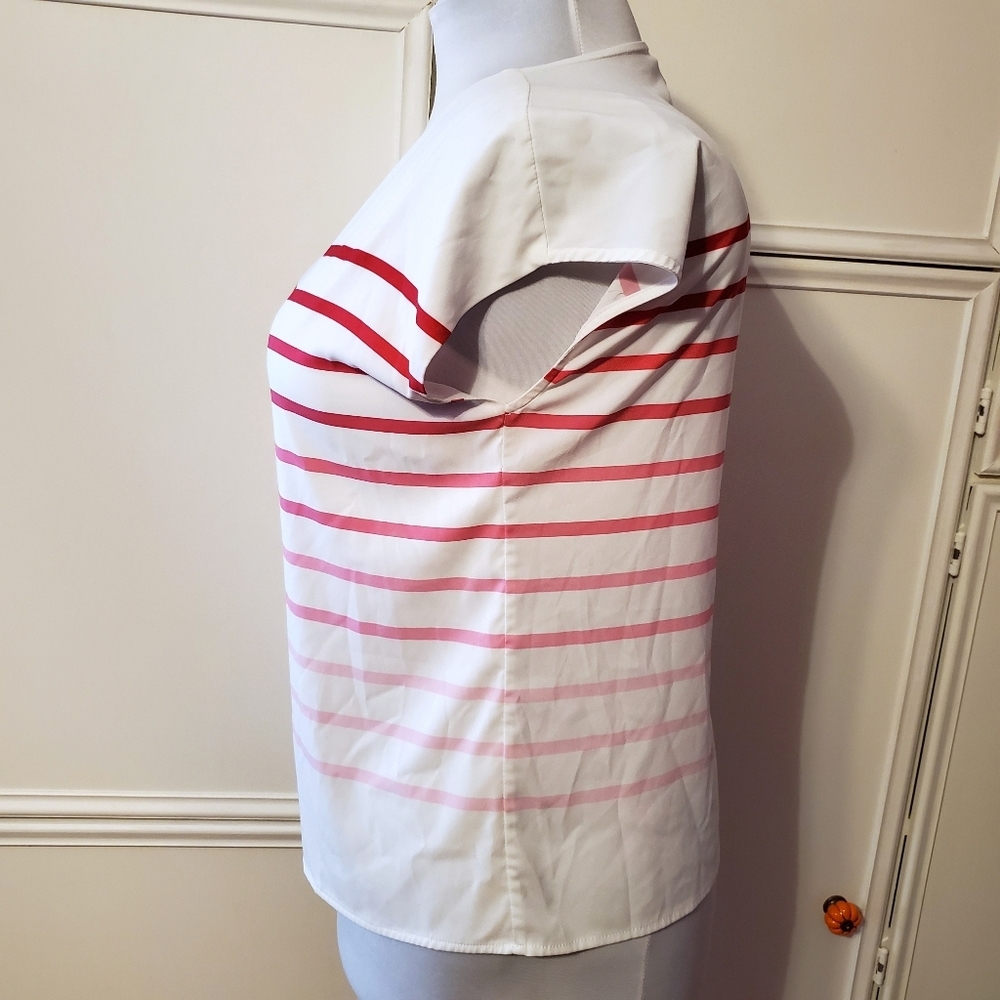 Calvin Klein Pink & White Striped Sleeveless Top - Picture 2 of 5